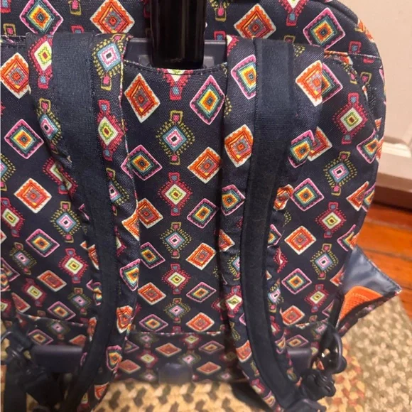 Vera Bradley Navy and Orange Diamond Backpack rolling  display picture 1
